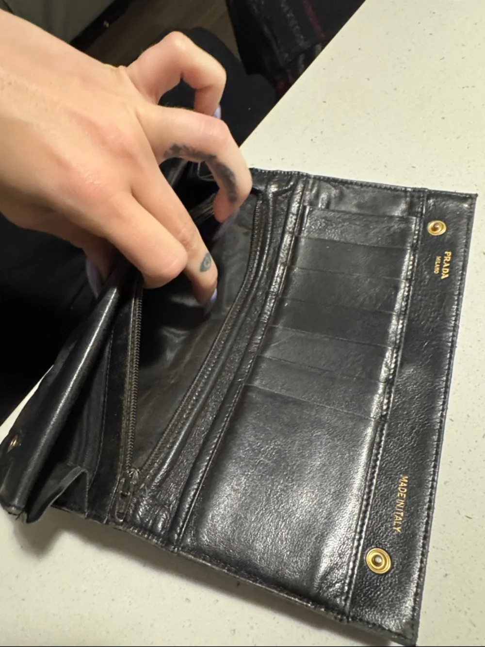 Prada Black Quilted Fold-Over Wallet - Picture 8 of 11